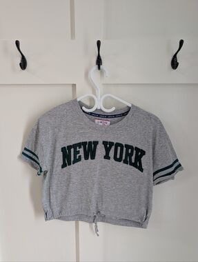 Limited Too Grey Tee with Dark Green 'NEW YORK' Lettering